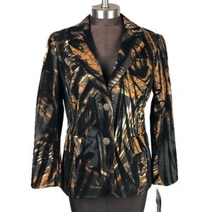 Randy Kemper Velvet Black Abstract Pattern Blazer